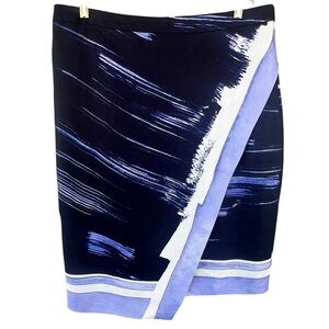 Banana Republic Linen Blend Brushstroke Faux Wrap Pencil Skirt - size 10